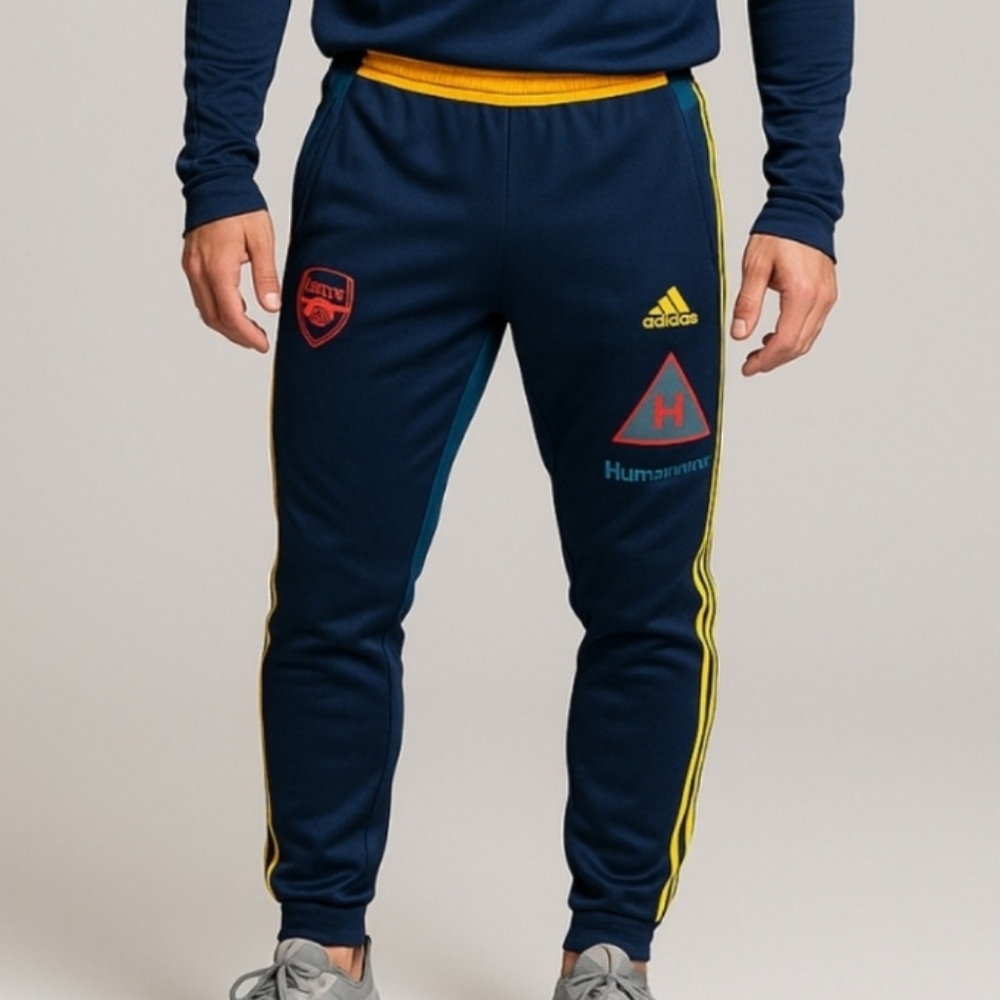 Adidas Navy Track Pants with Yellow Accents